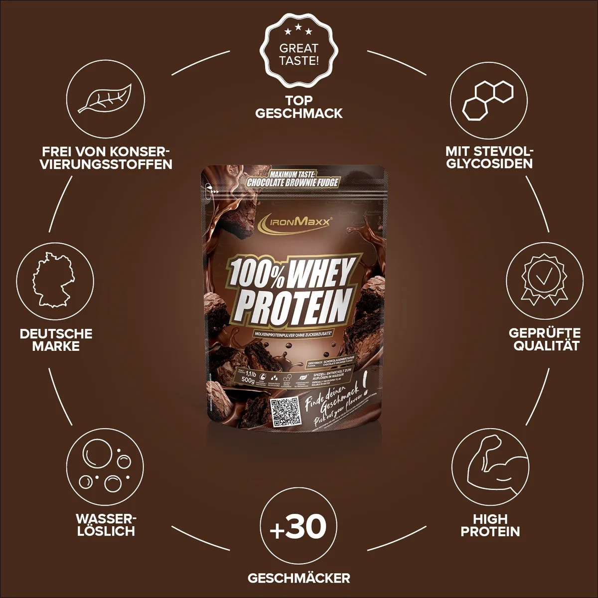 100% Whey Protein (500g) - Chocolate Brownie Fudge – Bild 5