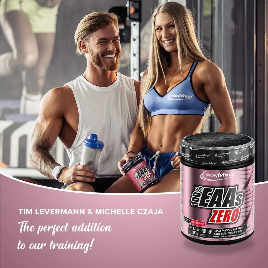IronMaxx 100% EAAs Zero - Pink Grapefruit 500g Dose | EAA-Pulver,Vegan Und Zuckerfrei Mit Allen 8 Essentiellen Aminosäuren | Fruchtiger Geschmack, Frei Von Konservierungsstoffen – Bild 6