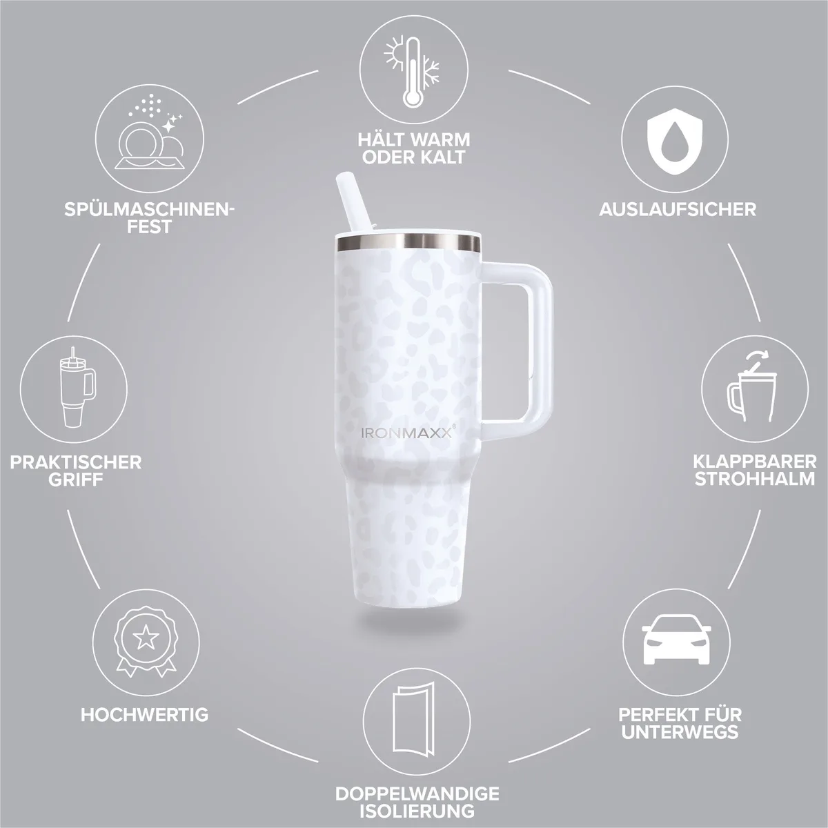 IronMaxx Cup V4.0 (1200ml) - Leo-Style White – Bild 4