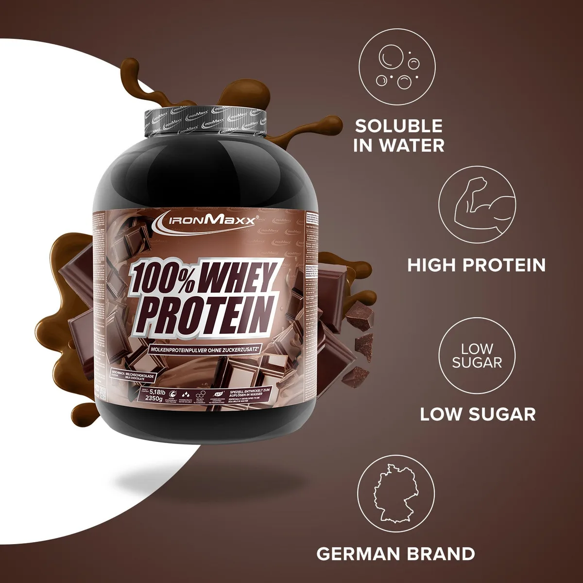 100% Whey Protein (2350g) - Milchschokolade – Bild 7