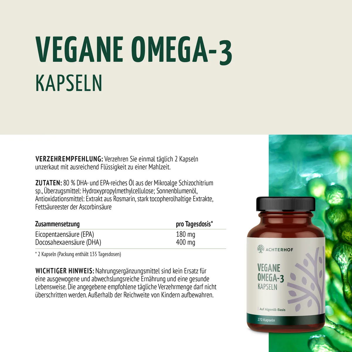 Vegane Omega-3 Kapseln (270 Kapseln) – Bild 8