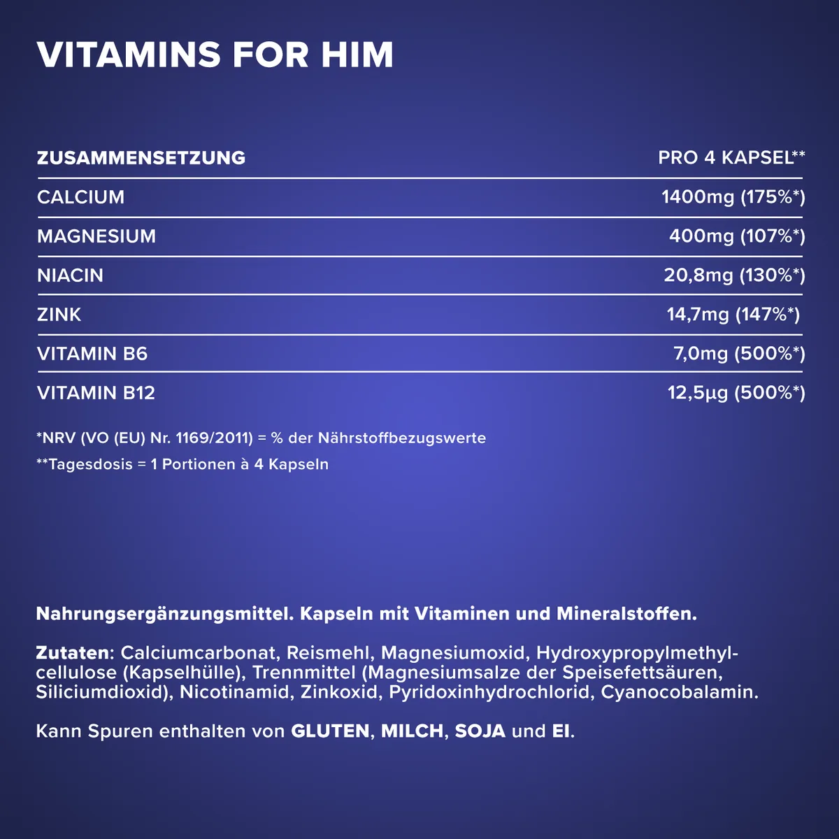 Vitamins For Him - 100 Kapseln – Bild 5