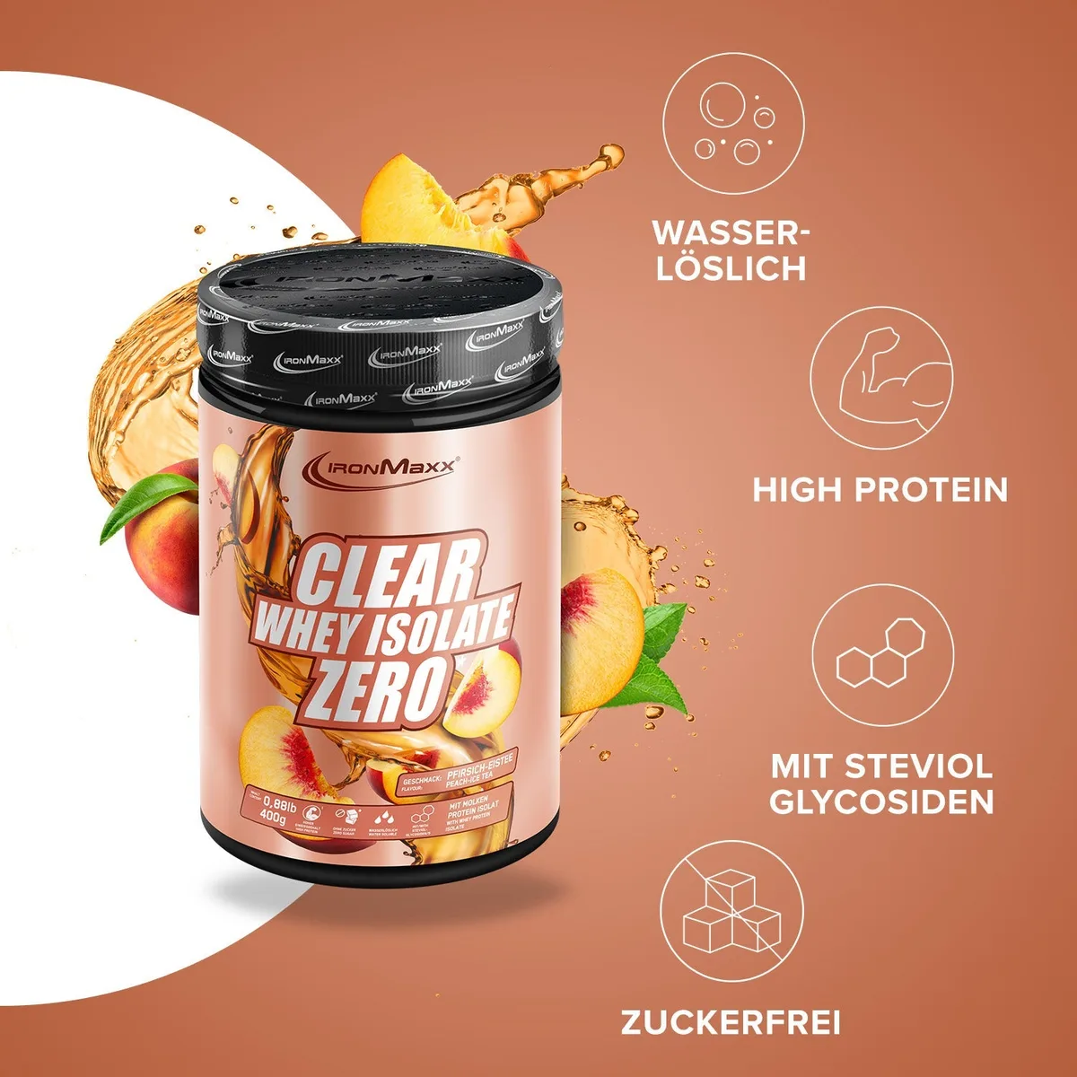 Clear Whey Isolate ZERO (400g) - Peach IceTea – Bild 7
