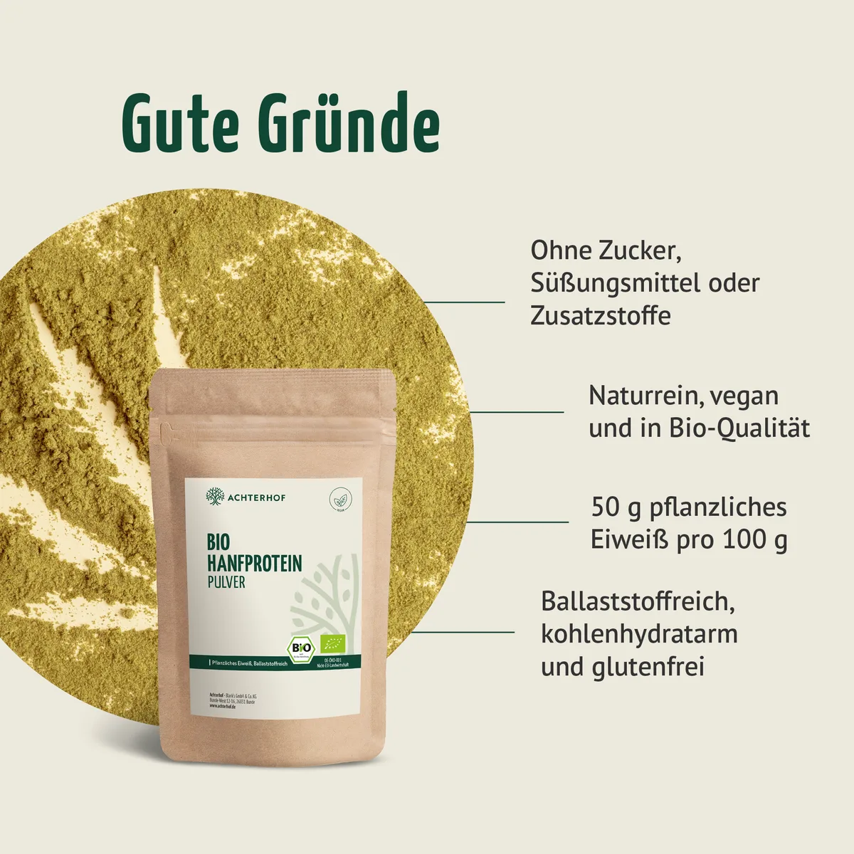 Bio Hanfprotein Pulver (1000g) – Bild 4