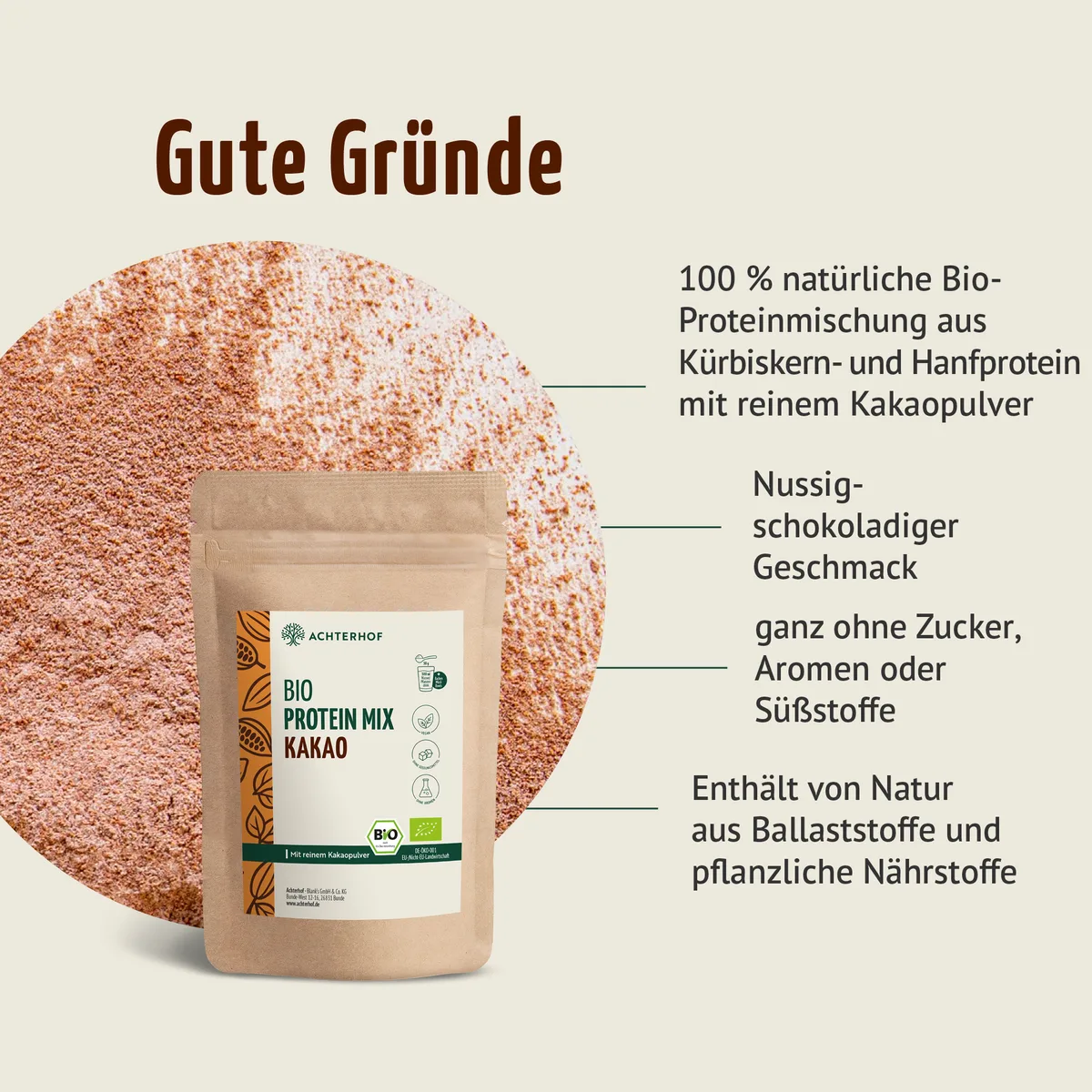 Bio Protein Mix Kakao (500g) – Bild 4