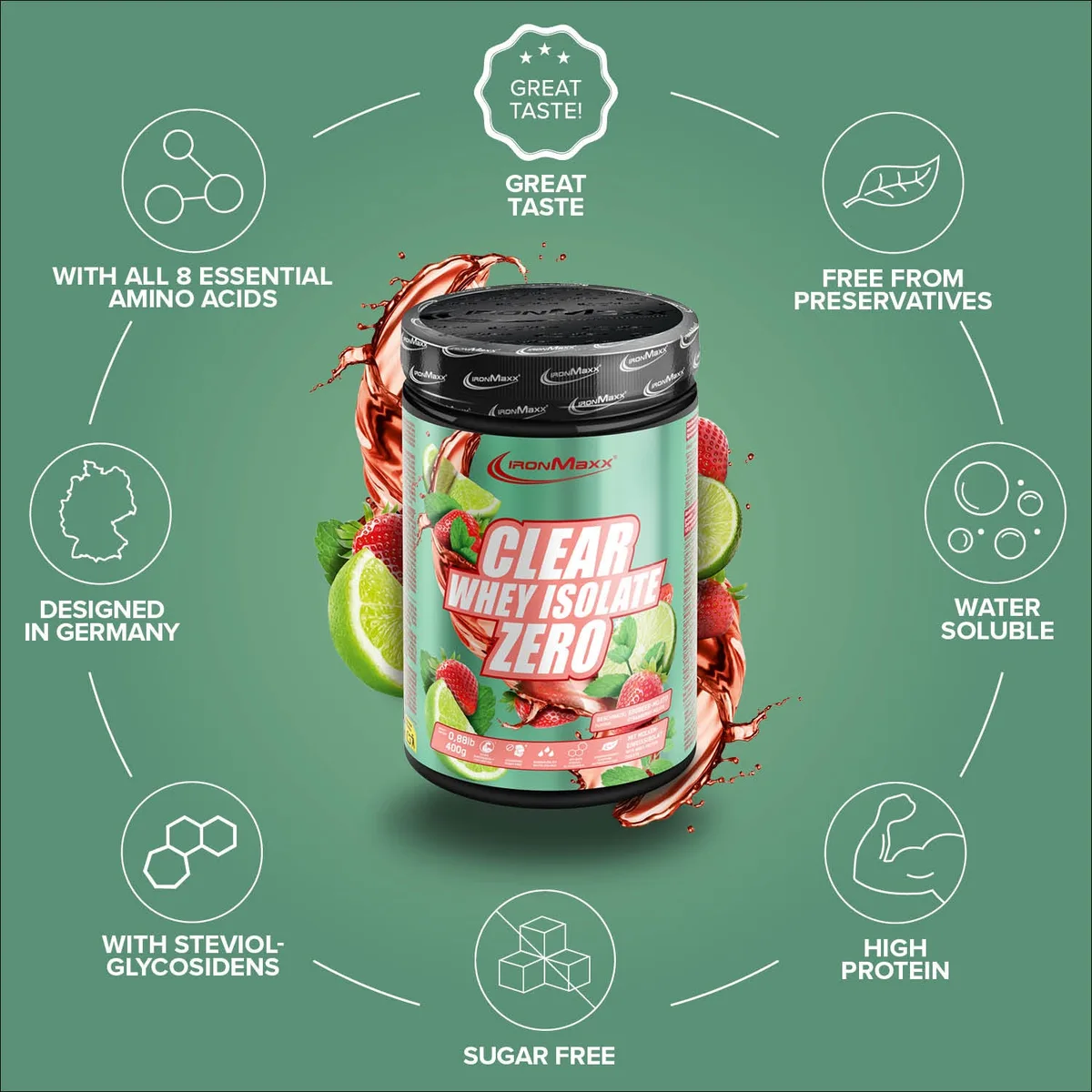 Clear Whey Isolate ZERO (400g) - Strawberry Mojito – Bild 3