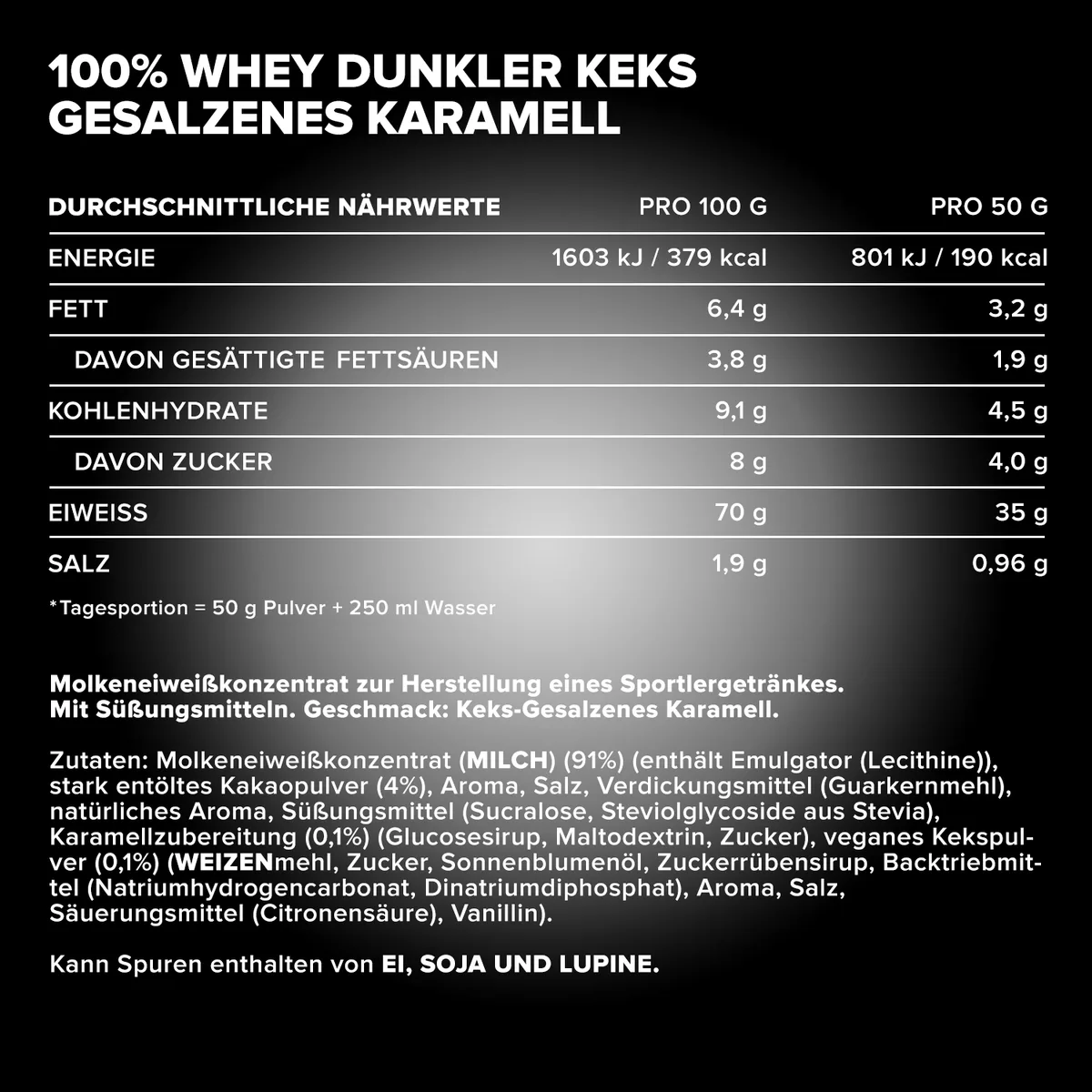 100% Whey Protein (500g) - Dark Cookie Salted Caramel – Bild 4