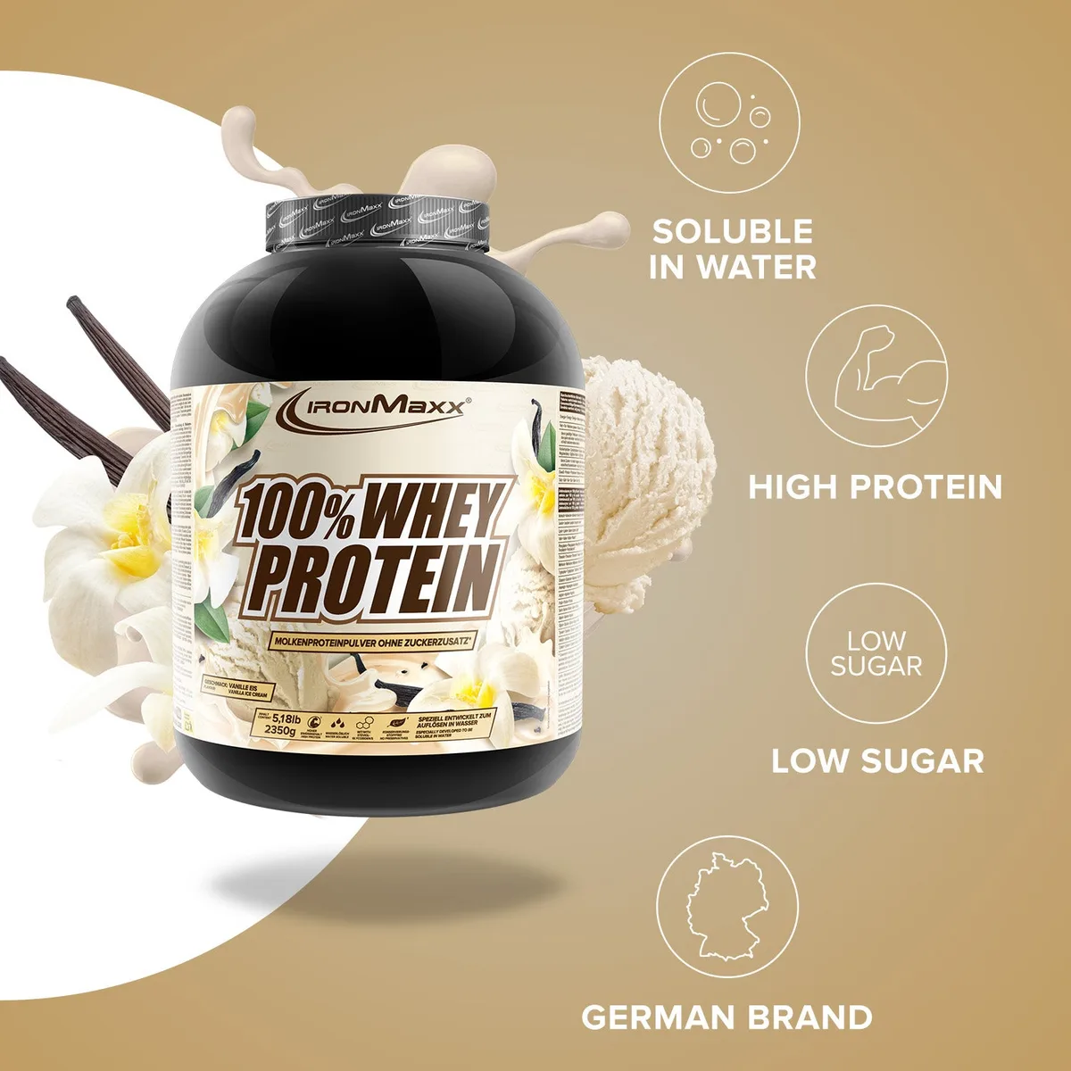 100% Whey Protein (2350g) - Vanilla Ice Cream – Bild 7