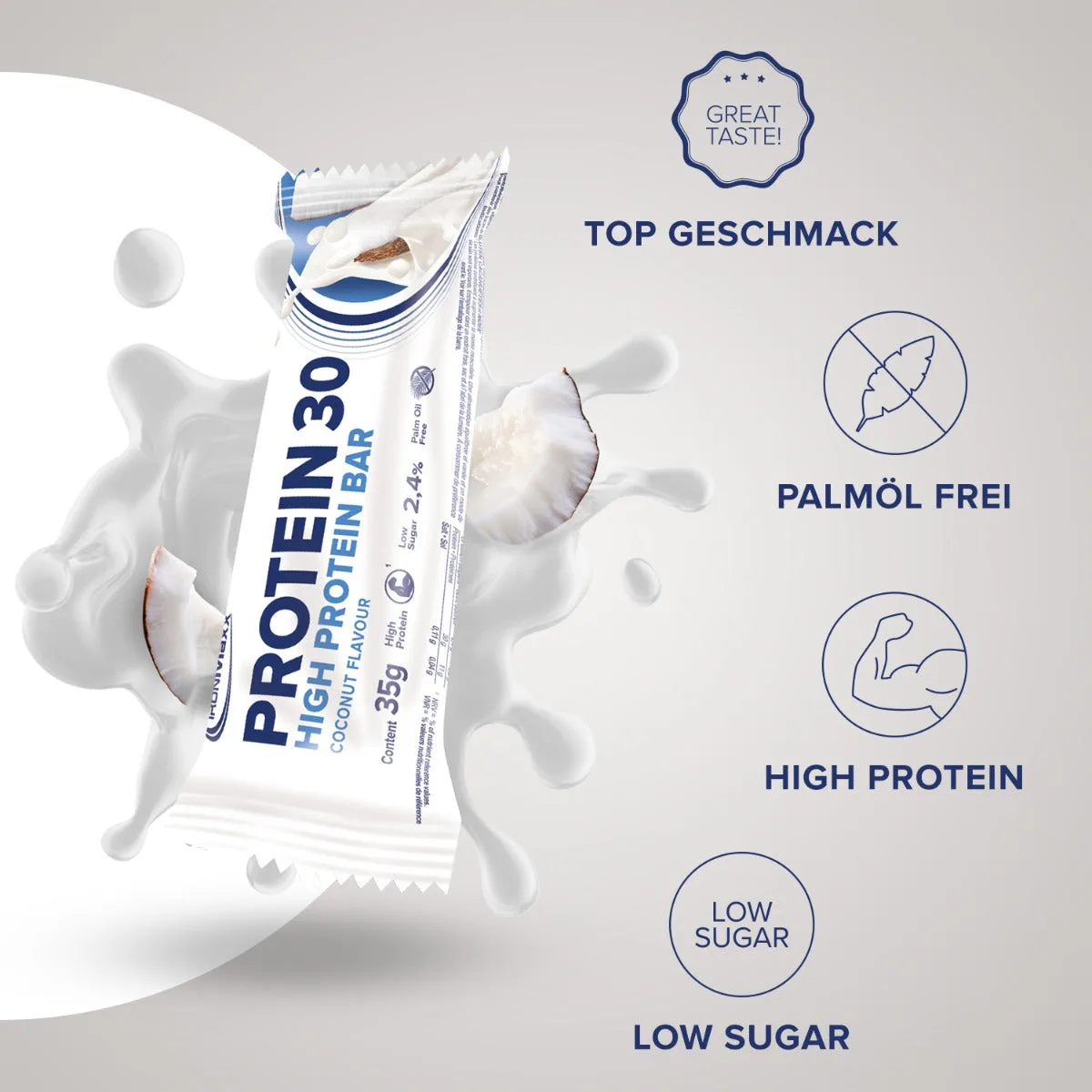 Protein 30 Protein Riegel (24x35g) - Kokosnuss – Bild 3