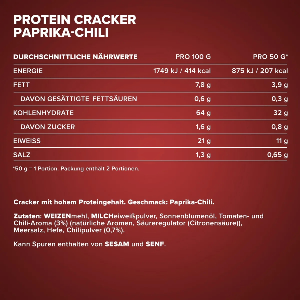Protein Cracker (100g) - Paprika Chili – Bild 5