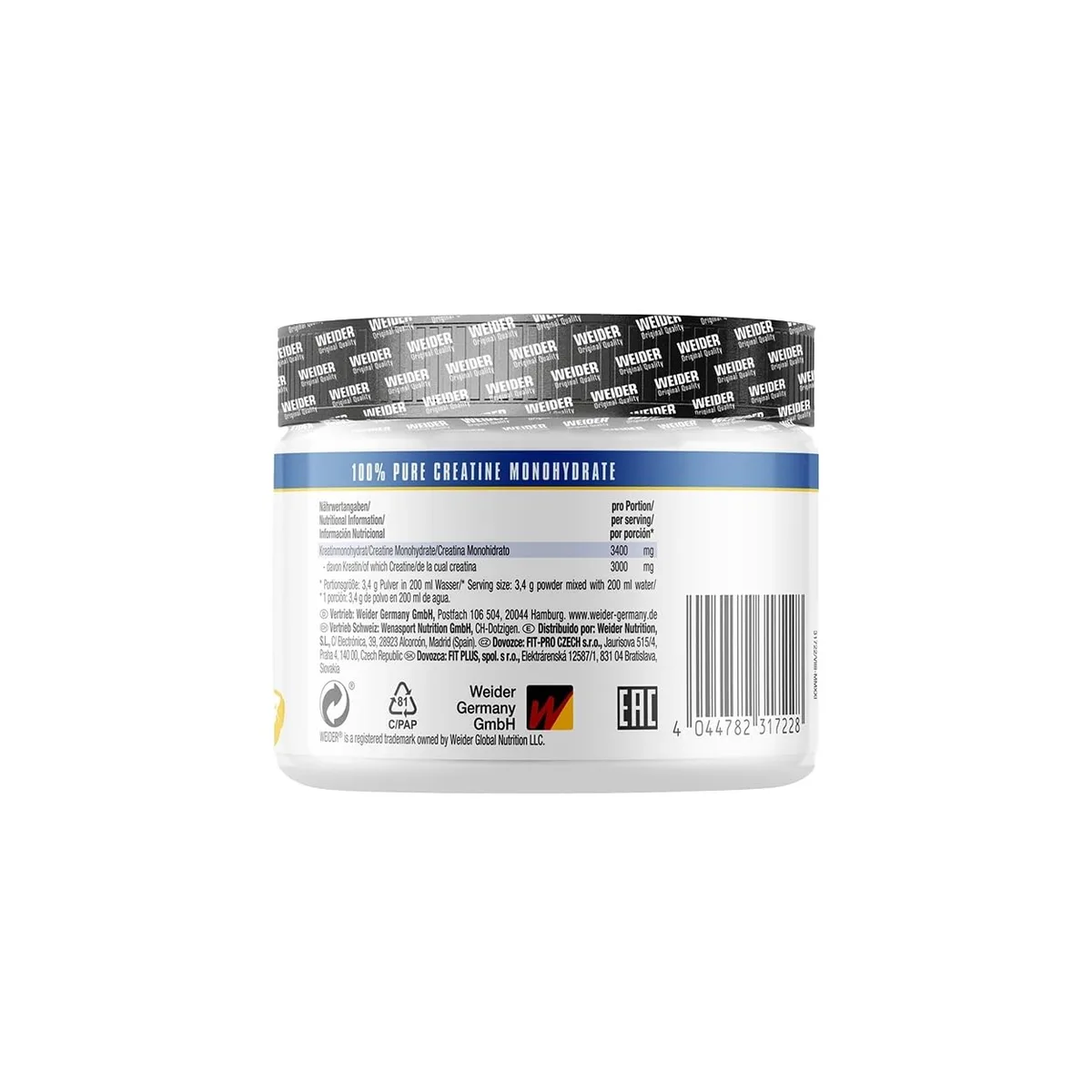 Weider Pure Creatine - Kreatin-Monohydrat - Nahrungsergänzungsmittel - Kraft- & Powertraining - 250g – Bild 6