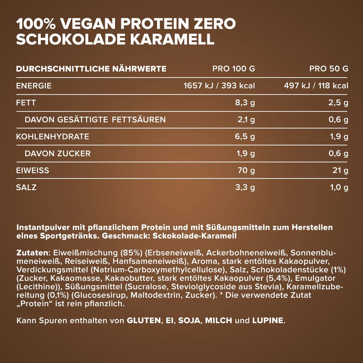 100% Vegan Protein Zero (500g) - Chocolate Caramel – Bild 4