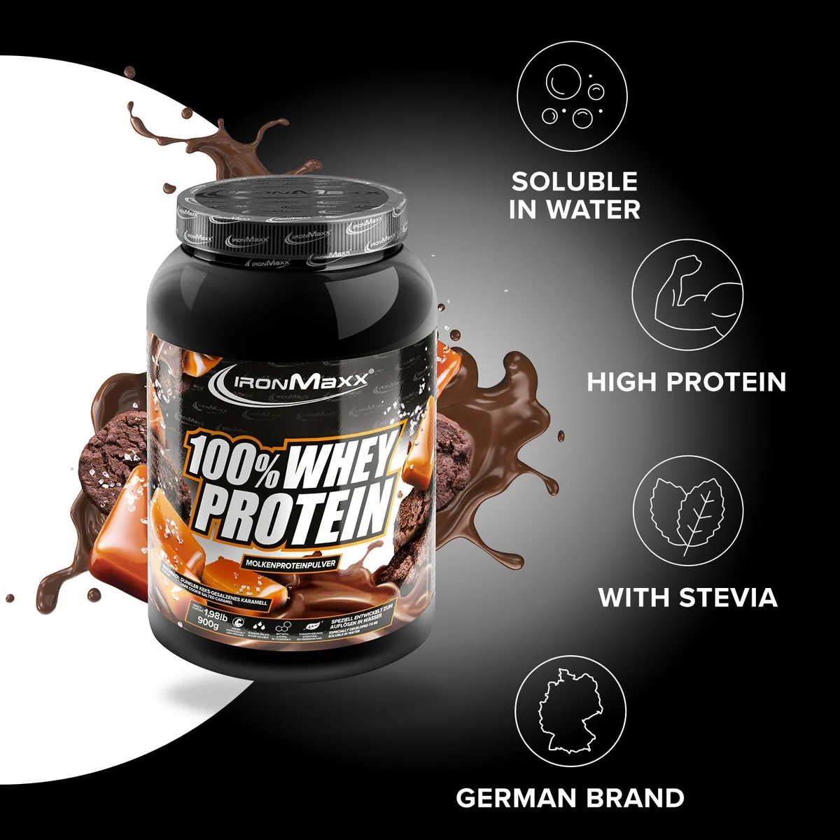 100% Whey Protein (900g) - Dark Cookies Salted Caramel – Bild 2