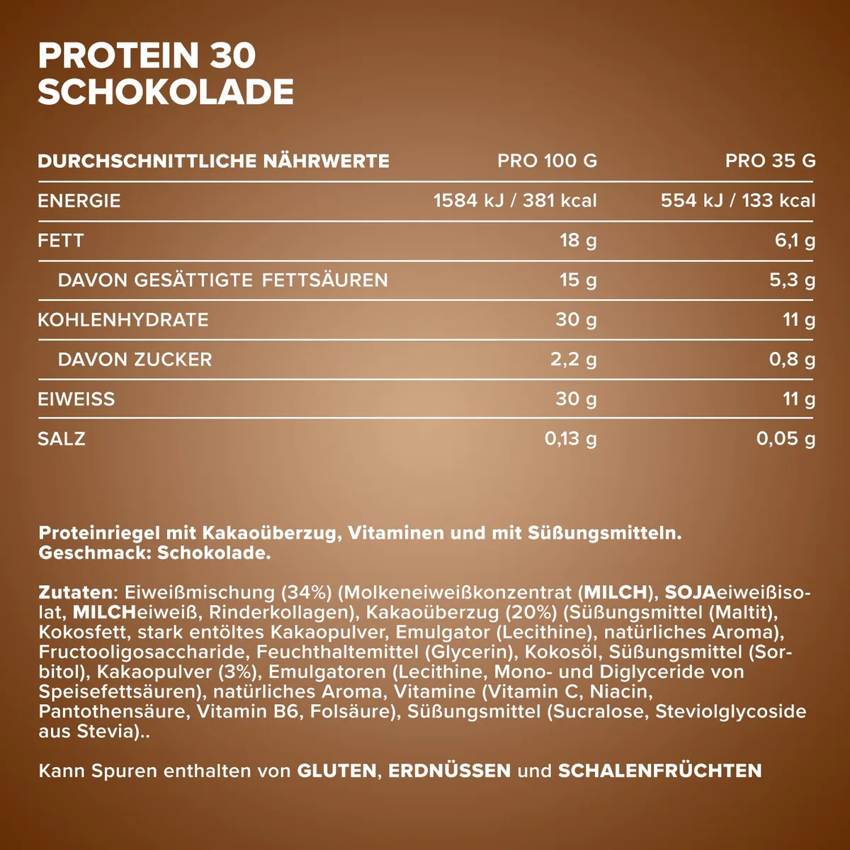 Protein 30 Protein Riegel (24x35g) - Schokolade – Bild 5