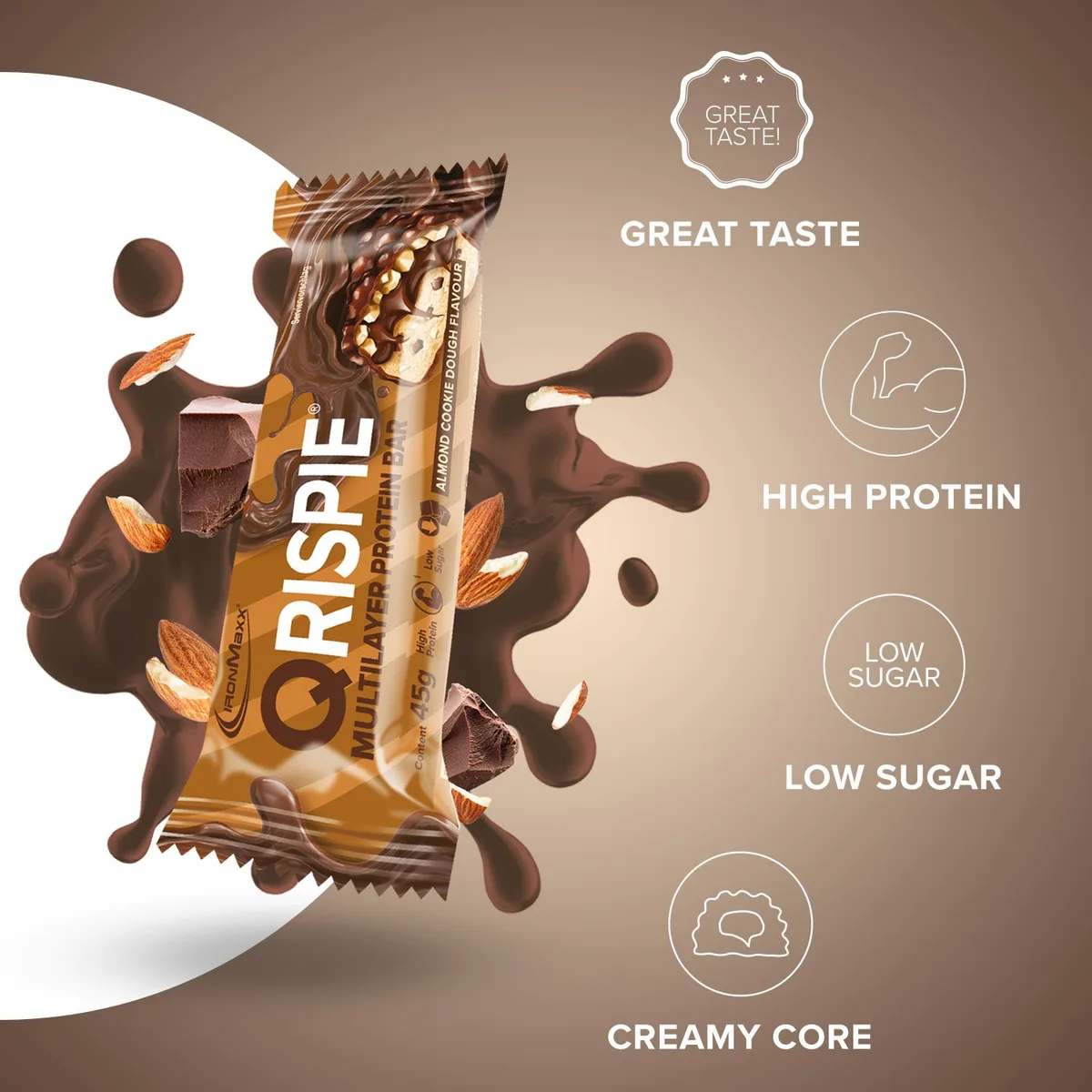 Qrispie Protein Riegel (45g) - Almond Cookie Dough – Bild 8
