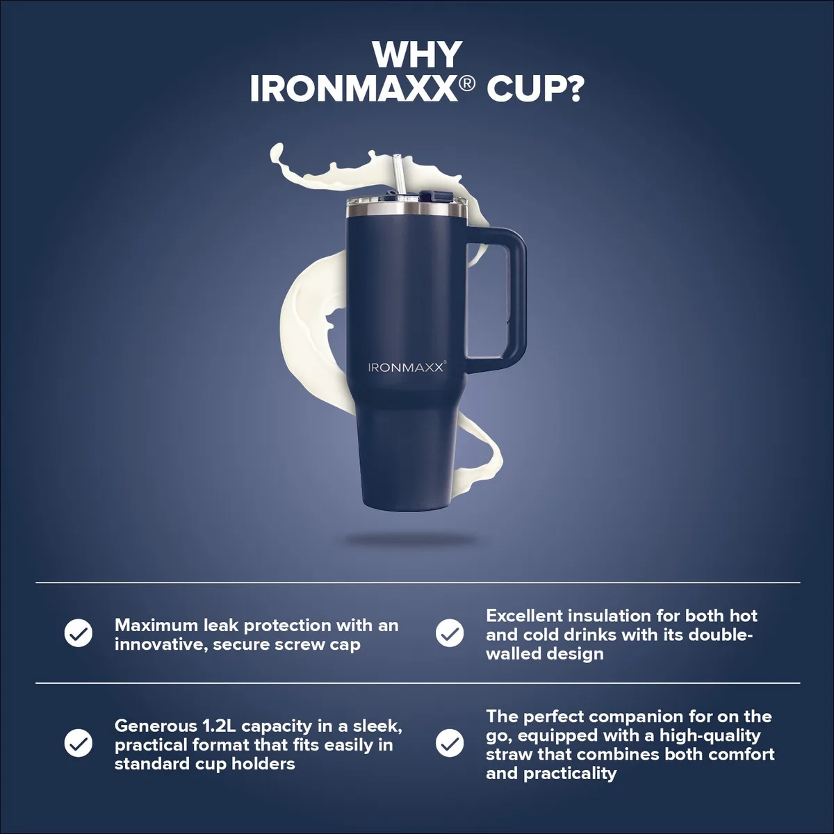 IronMaxx Cup V3.0 (1200ml) - Navy Blue – Bild 7
