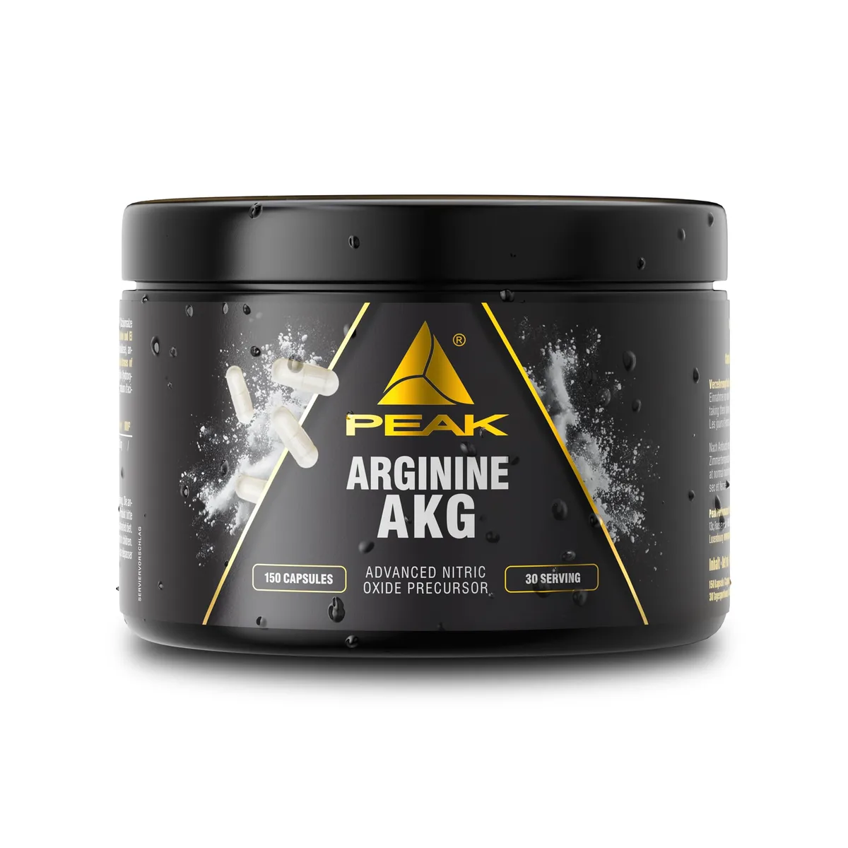 PEAK Arginin AKG - 150 Kapseln I Hochdosiertes L-Arginin Alpha-Ketoglutarat für Training, Durchblutung & Muskel-Pump I Pre-Workout Supplement