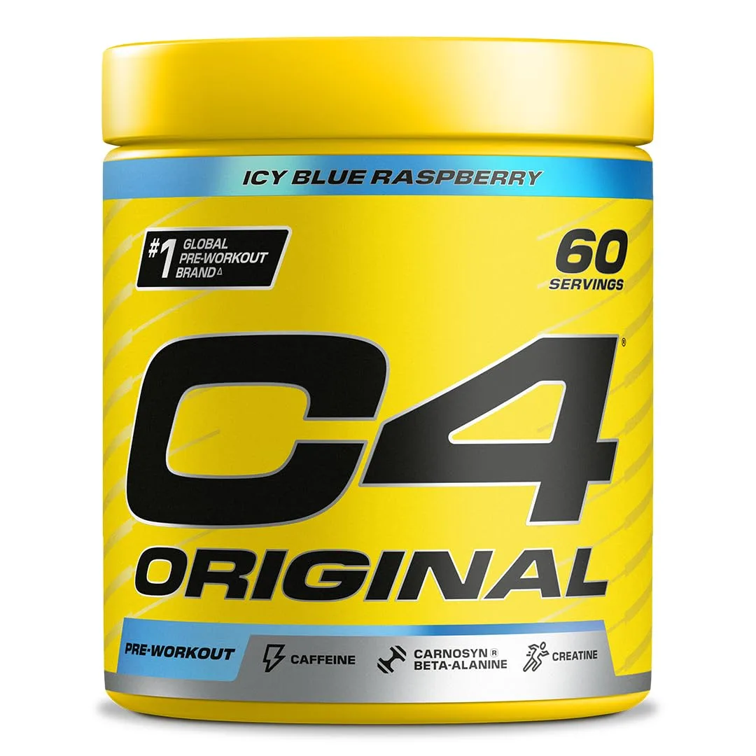 C4 Original - Pre-Workout-Booster - Getränkepulver für Energy Drink | 150 mg Koffein + Beta-Alanin + Kreatin-Monohydrat (Icy Blue Razz (Himbeere), 60 Portionen)