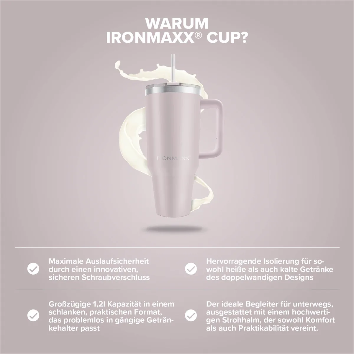 IronMaxx Cup V3.0 (1200ml) - Rose – Bild 6