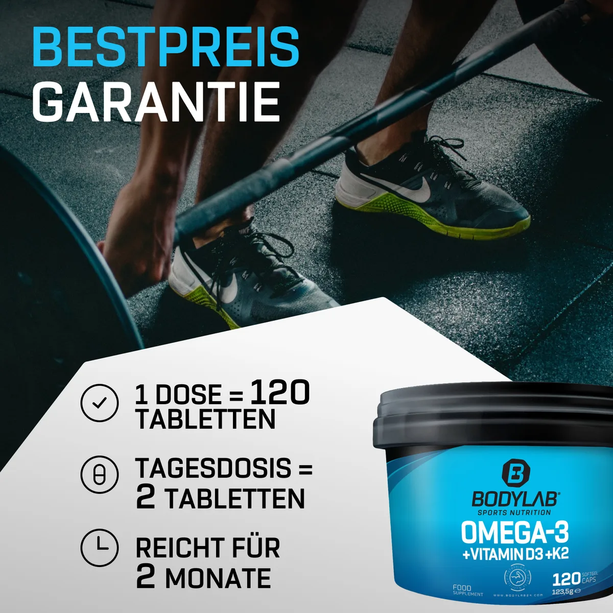 Omega-3 + Vitamin D3 + K2 Extreme (120 Kapseln) – Bild 4