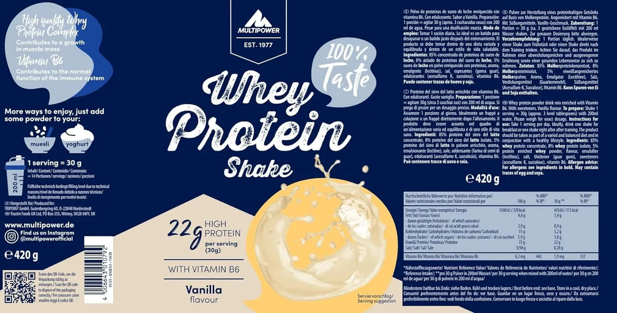 Whey Protein Shake (420g) Vanilla – Bild 2