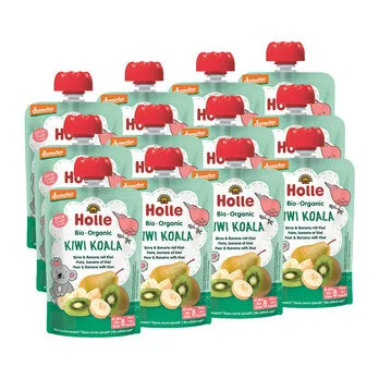 Demeter Pouchy ab dem 8. Monat (10x100g) Birne & Banane mit Kiwi – Bild 3