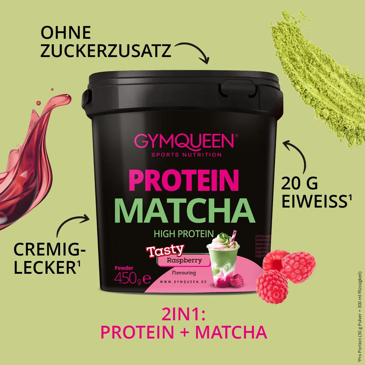 Protein Matcha Raspberry (450g) – Bild 2
