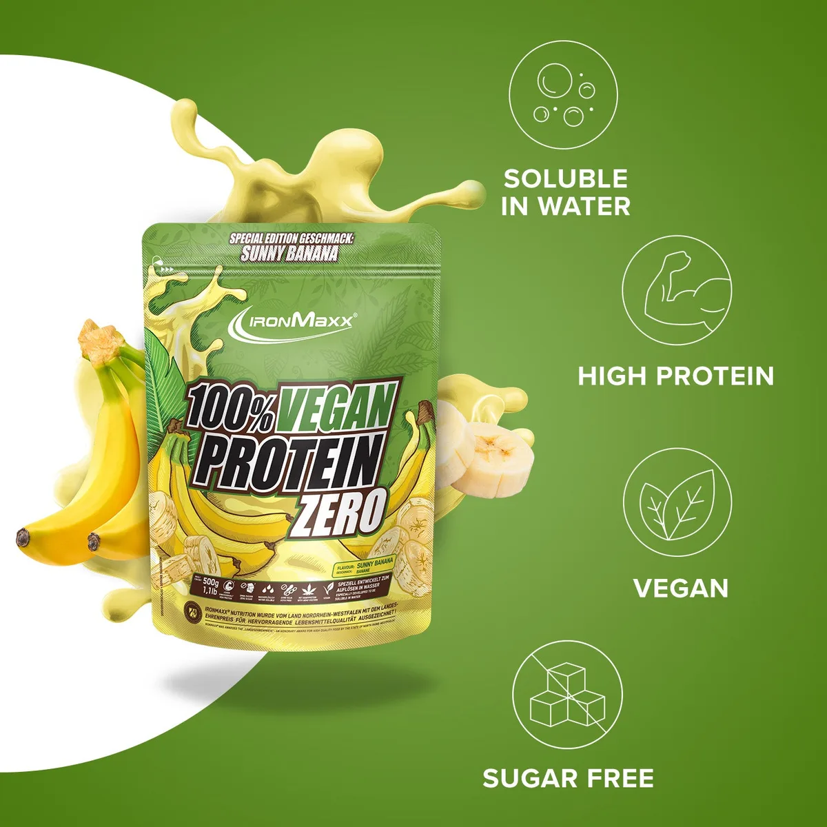 100% Vegan Protein Zero (500g) - Sunny Banana – Bild 7