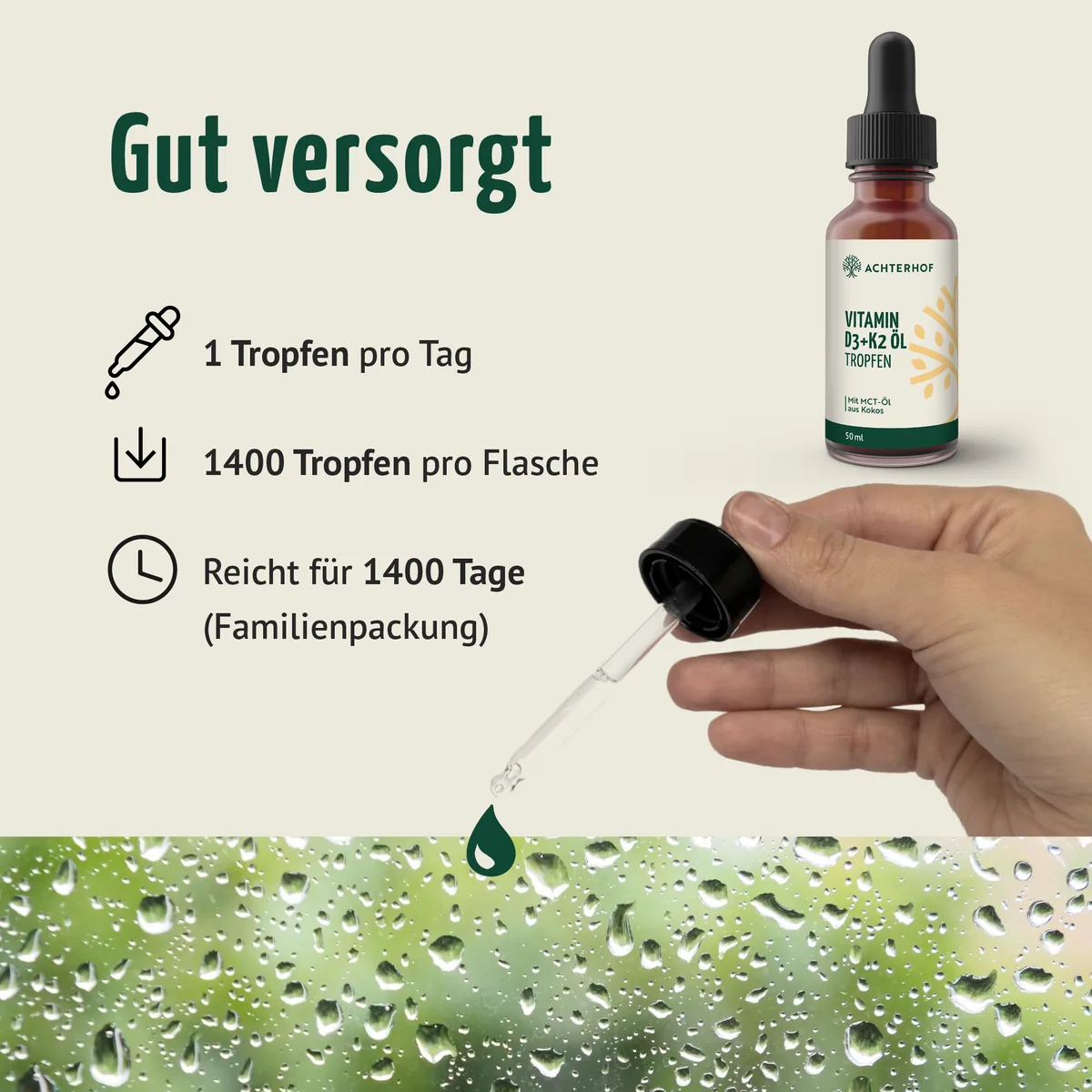 Vitamin D3+K2 Öl Tropfen (50ml) – Bild 4