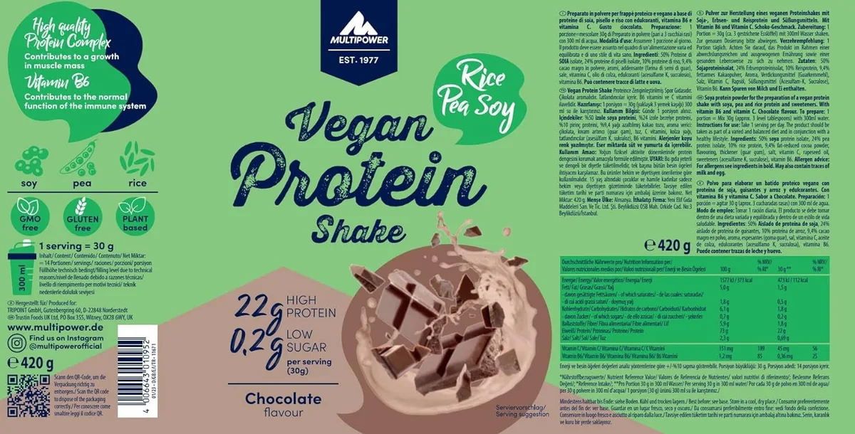 Vegan Protein Shake (420g) Vanilla – Bild 5