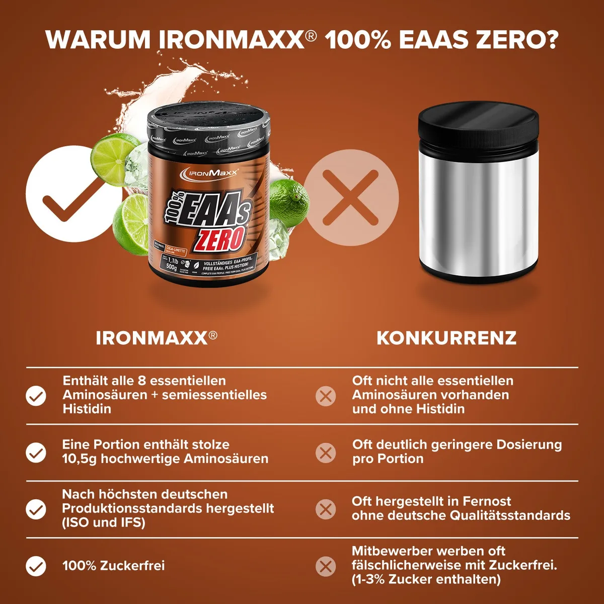 100% EAAs Zero (500g) - Cola Lime – Bild 3