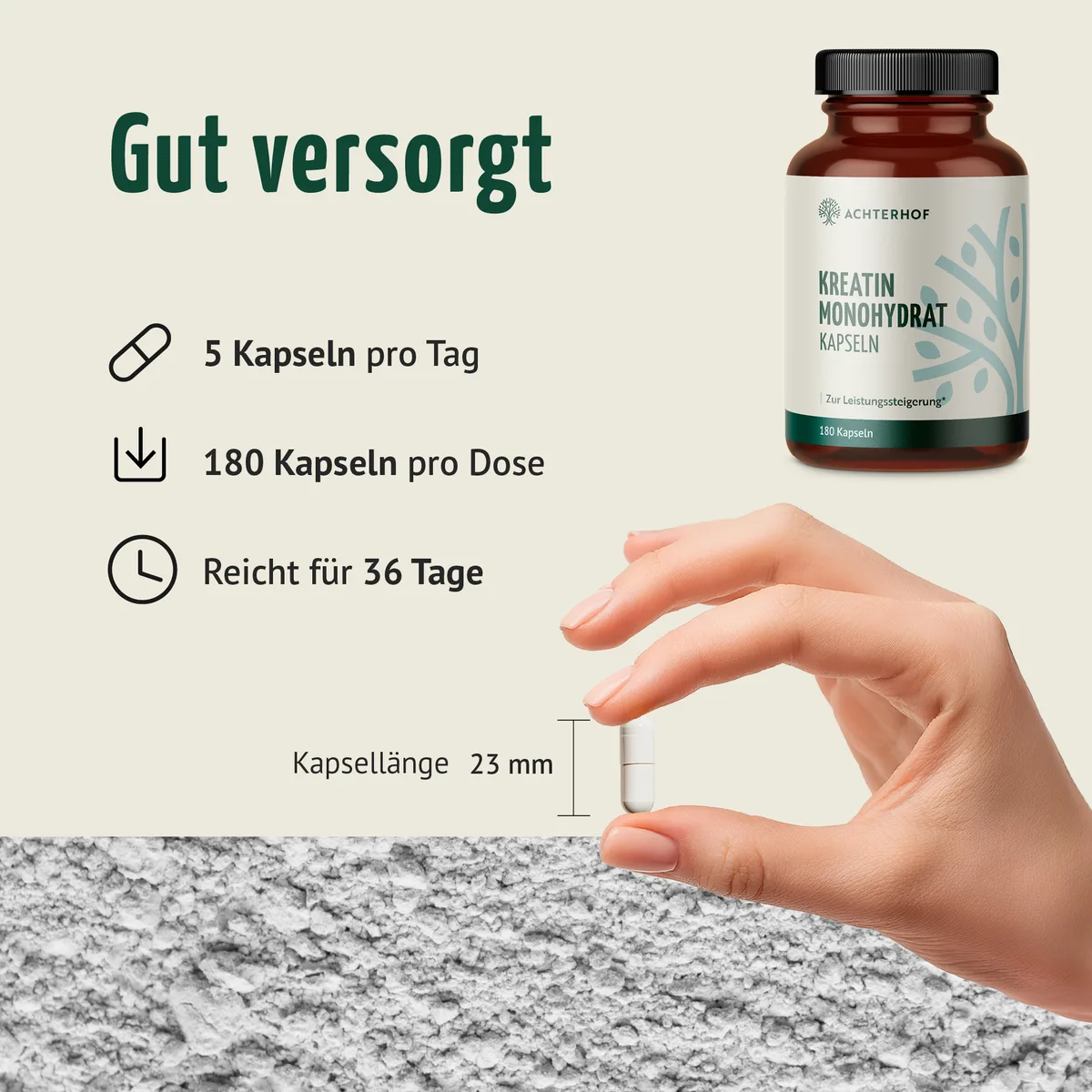 Kreatin Monohydrat Kapseln (180 Kapseln) – Bild 4