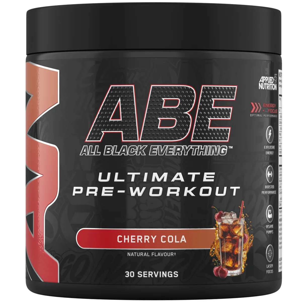 Applied Nutrition ABE Pre Workout Pulver - Pre Booster für Energie & Leistung mit Citrullin, Kreatin Monohydrat, Beta Alanin (375 g – 30 Portionen)(Cherry Cola)