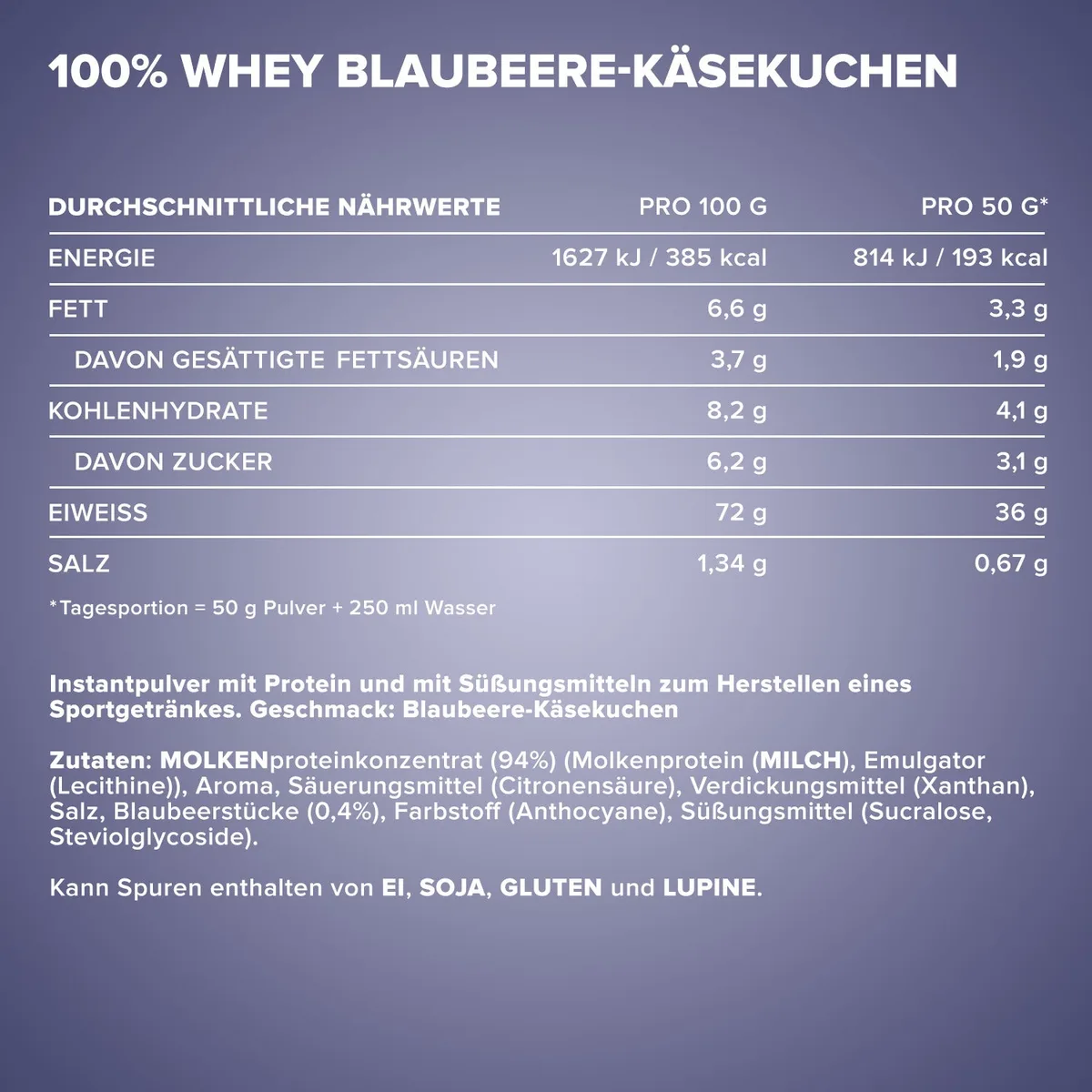 100% Whey Protein (900g) - Blueberry Cheesecake – Bild 4