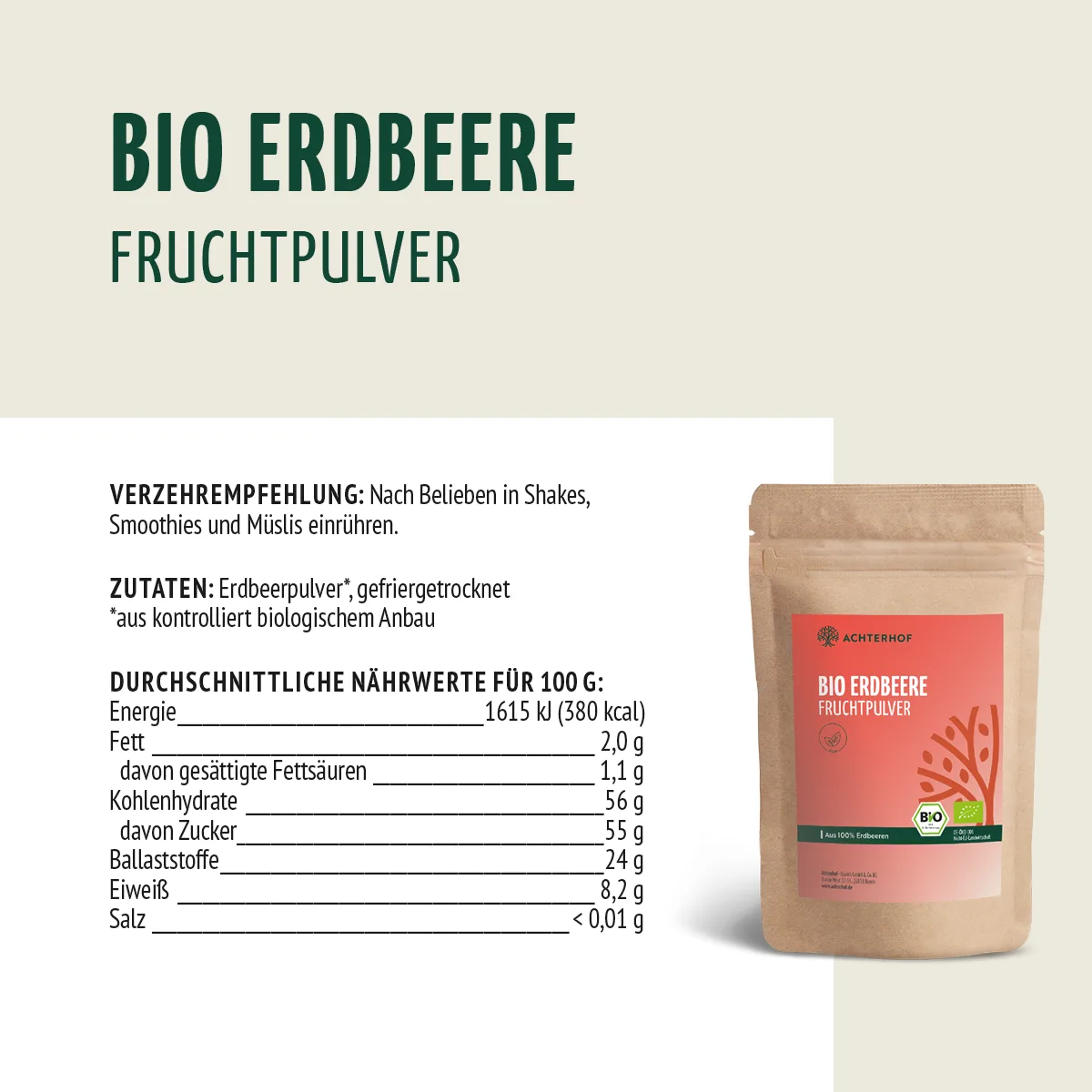 Bio Erdbeere Fruchtpulver (250g) – Bild 8