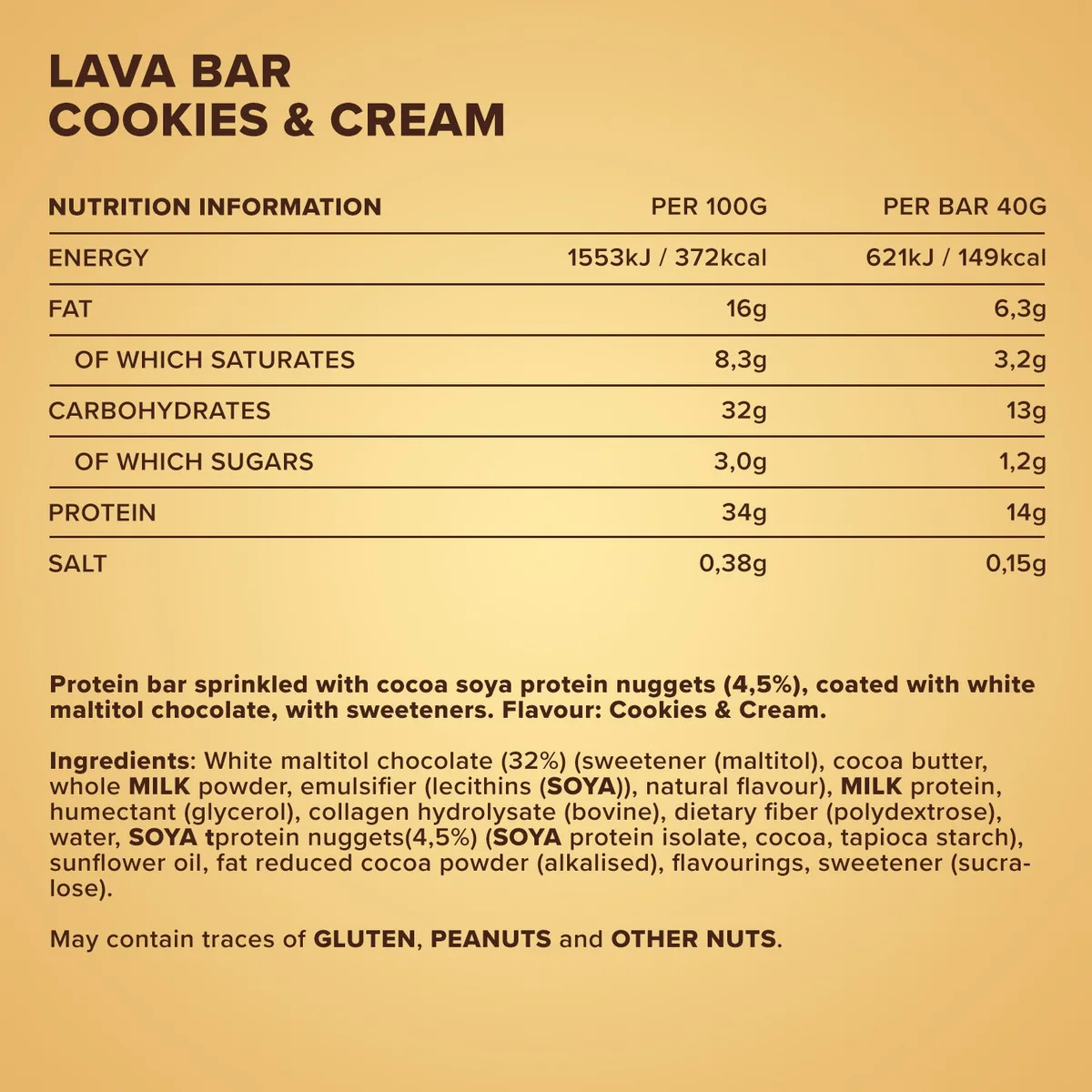 Lava Bar Protein Riegel (40g) - Cookies and Cream – Bild 4