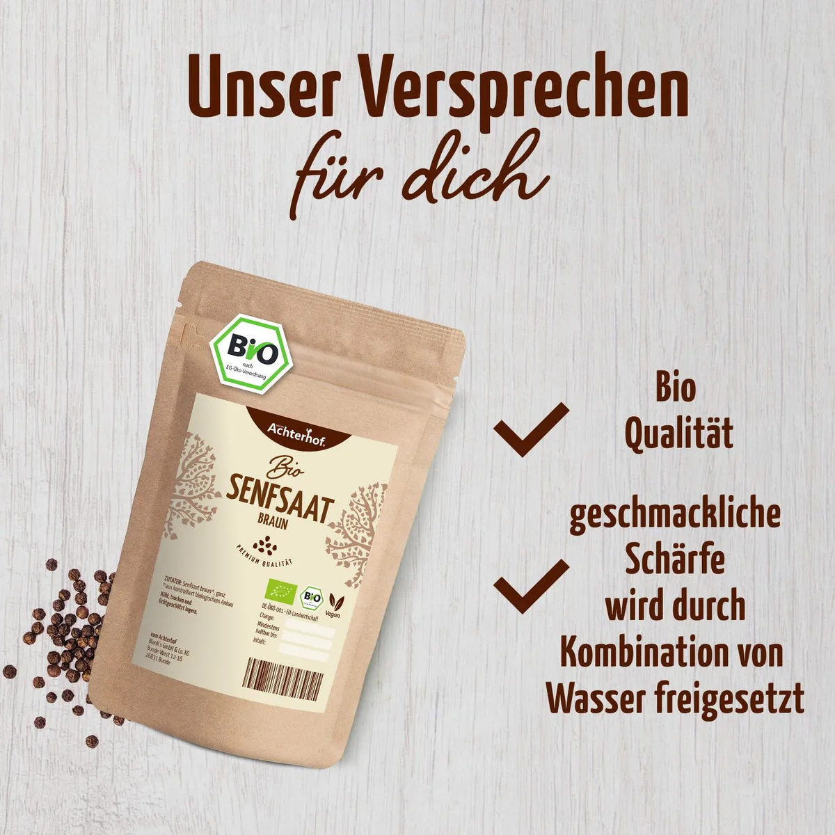 Senfsaat braun ganz Bio (250g) – Bild 3