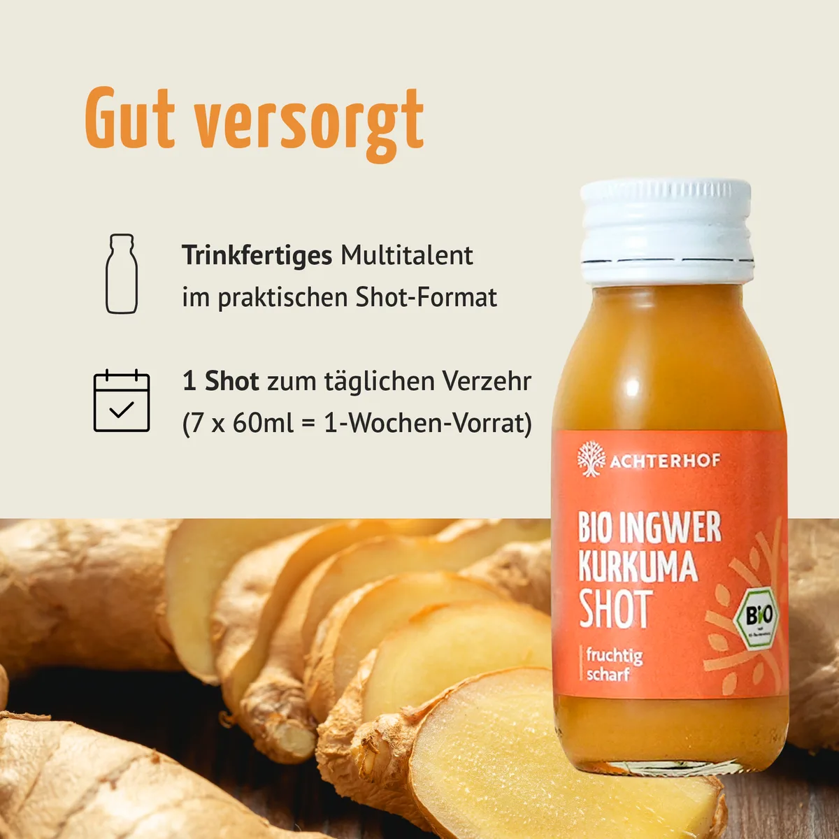 Bio Ingwer Kurkuma Shot (7 x 60ml) – Bild 5