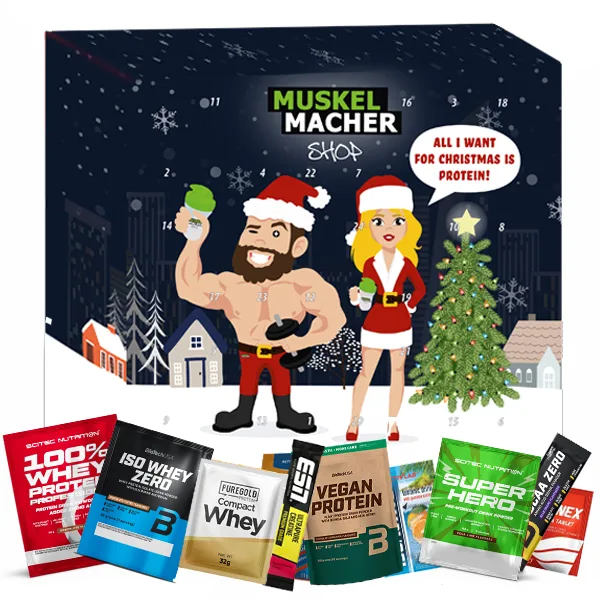 Muskelmacher-Shop Proben-Adventskalender – 24 Fitness-Überraschungen für echte Sportfans