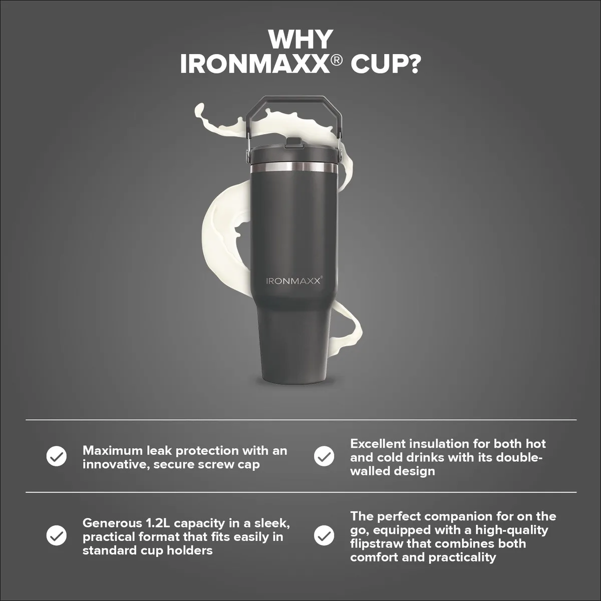 IronMaxx Cup V5.0 (1200ml) - Graphite – Bild 7