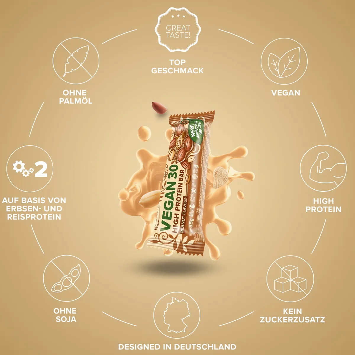 Vegan 30 Protein Riegel (35g) - Peanut – Bild 5