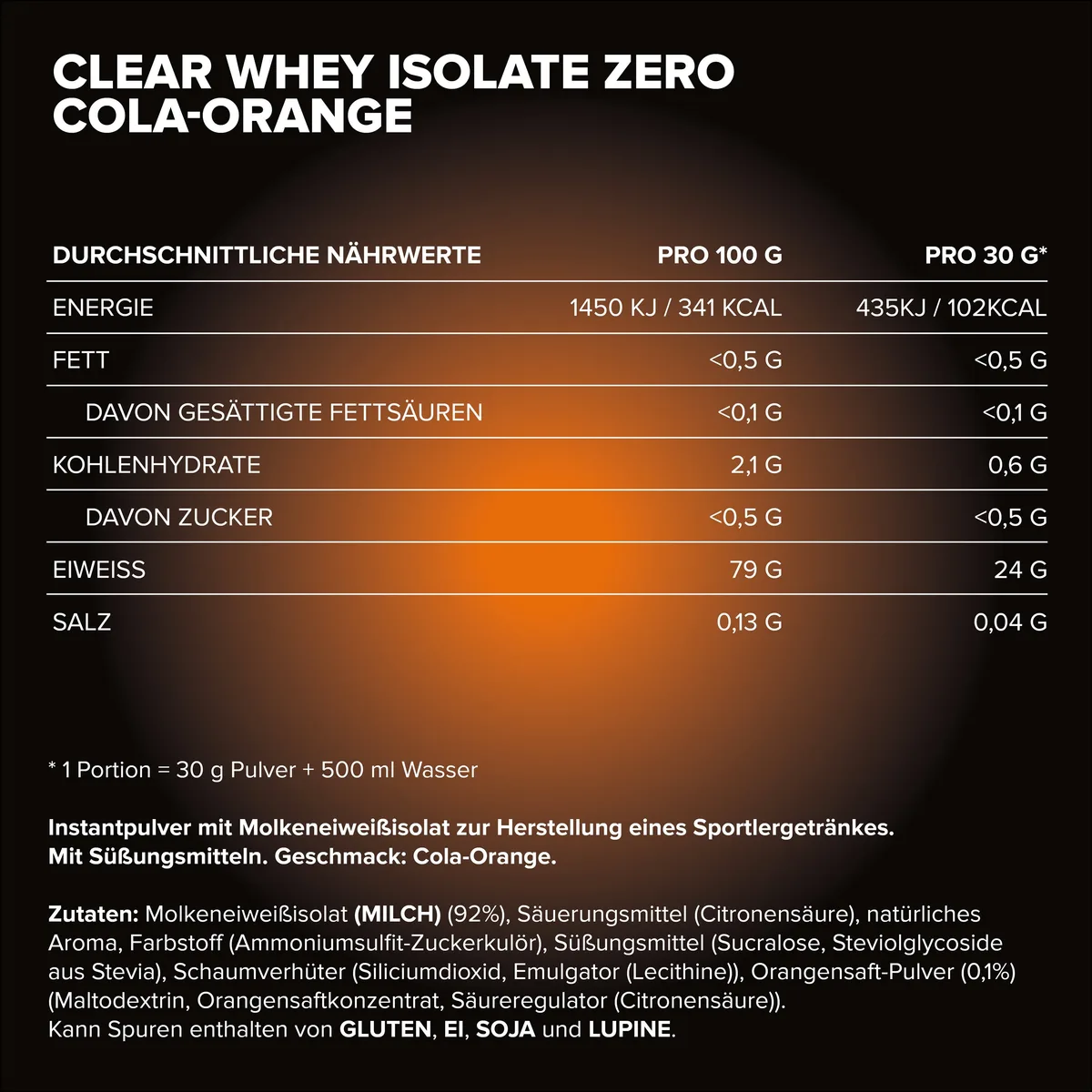 Clear Whey Isolate ZERO (400g) - Cola Orange – Bild 4
