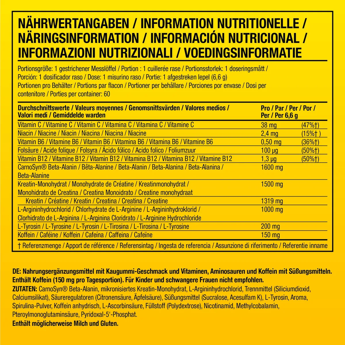 C4 Original Pre Workout Pulver, Kaugummi, 60 Portionen | Zuckerfreies Pre Workout Energie-Getränkepulver mit 150mg Koffein, 1500mg Creatin Monohydrat, 1600mg Beta Alanin – Bild 6