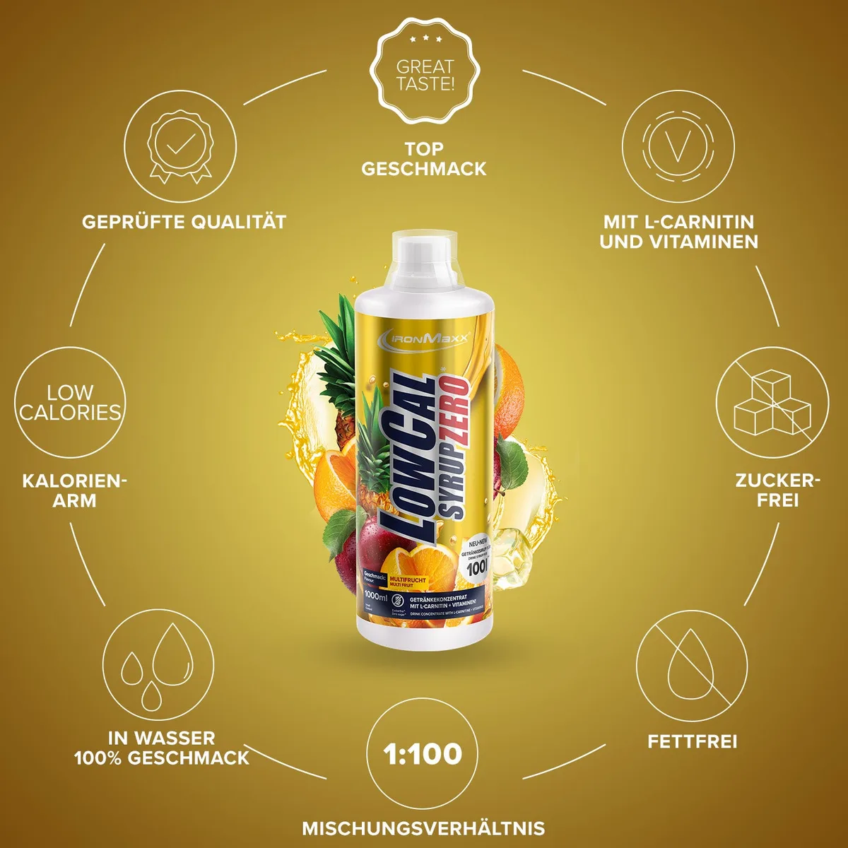 LowCal Syrup Zero (1000ml) - Multifrucht – Bild 6