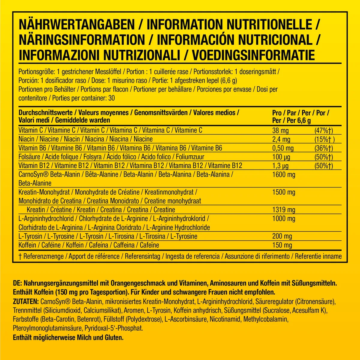 C4 Original - Pre-Workout-Booster - Getränkepulver für Energy Drink | 150 mg Koffein + Beta-Alanin + Kreatin-Monohydrat (Orange, 30 Portionen) – Bild 6