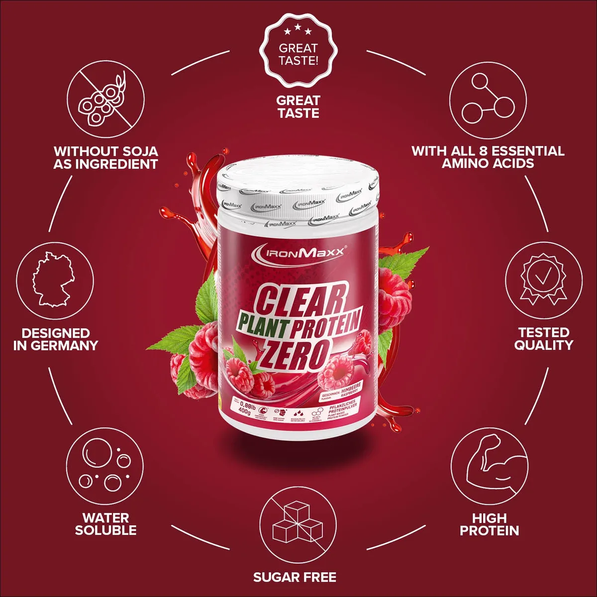 Clear Plant Protein ZERO (400g) - Raspberry – Bild 5