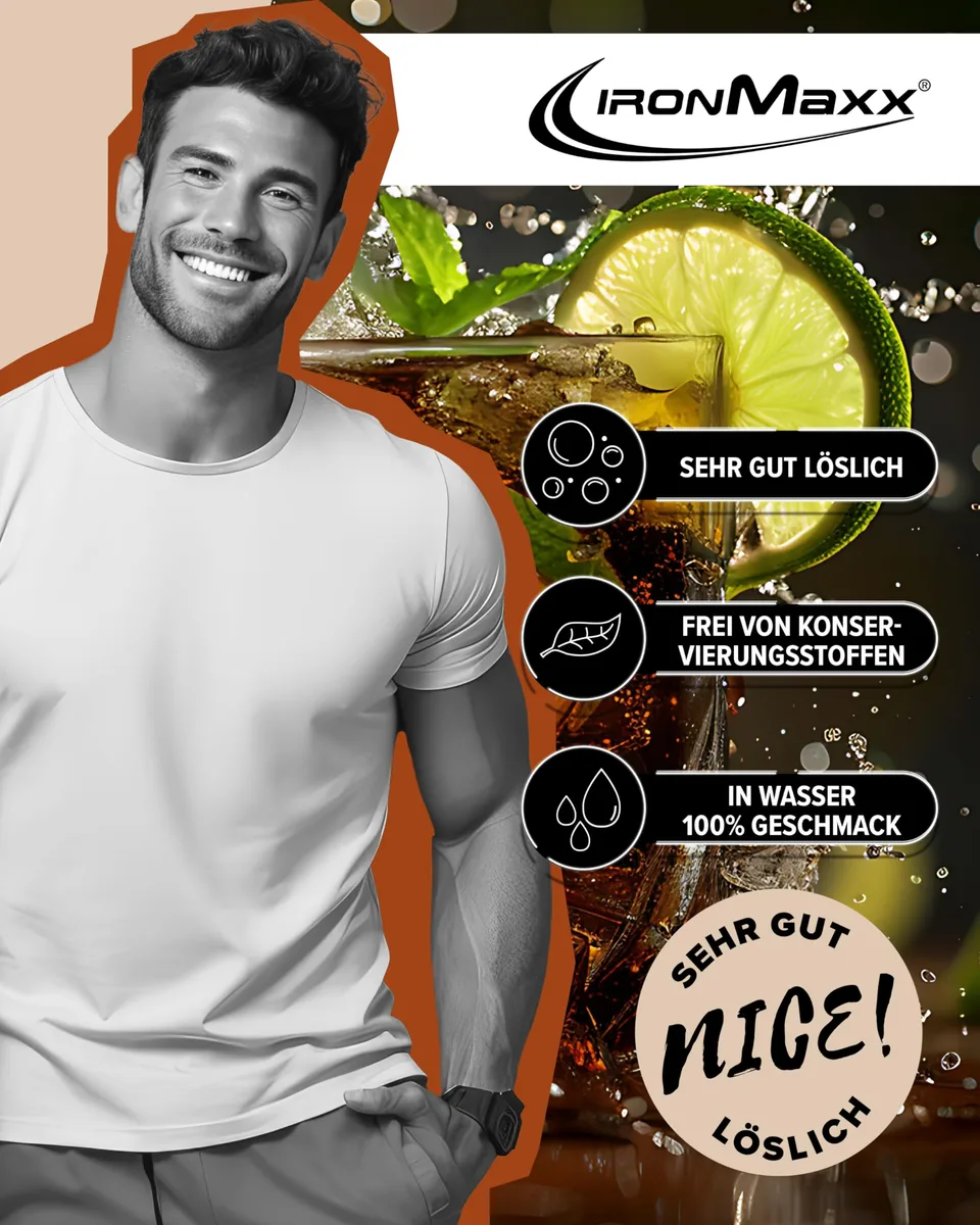IronMaxx 100% EAAs Zero Cola & Lime 500g - EAAs Pulver hochdosiert, Vegan und zuckerfrei, 8 essentielle Aminosäuren zur Ergänzung deiner Sporternährung – Bild 6