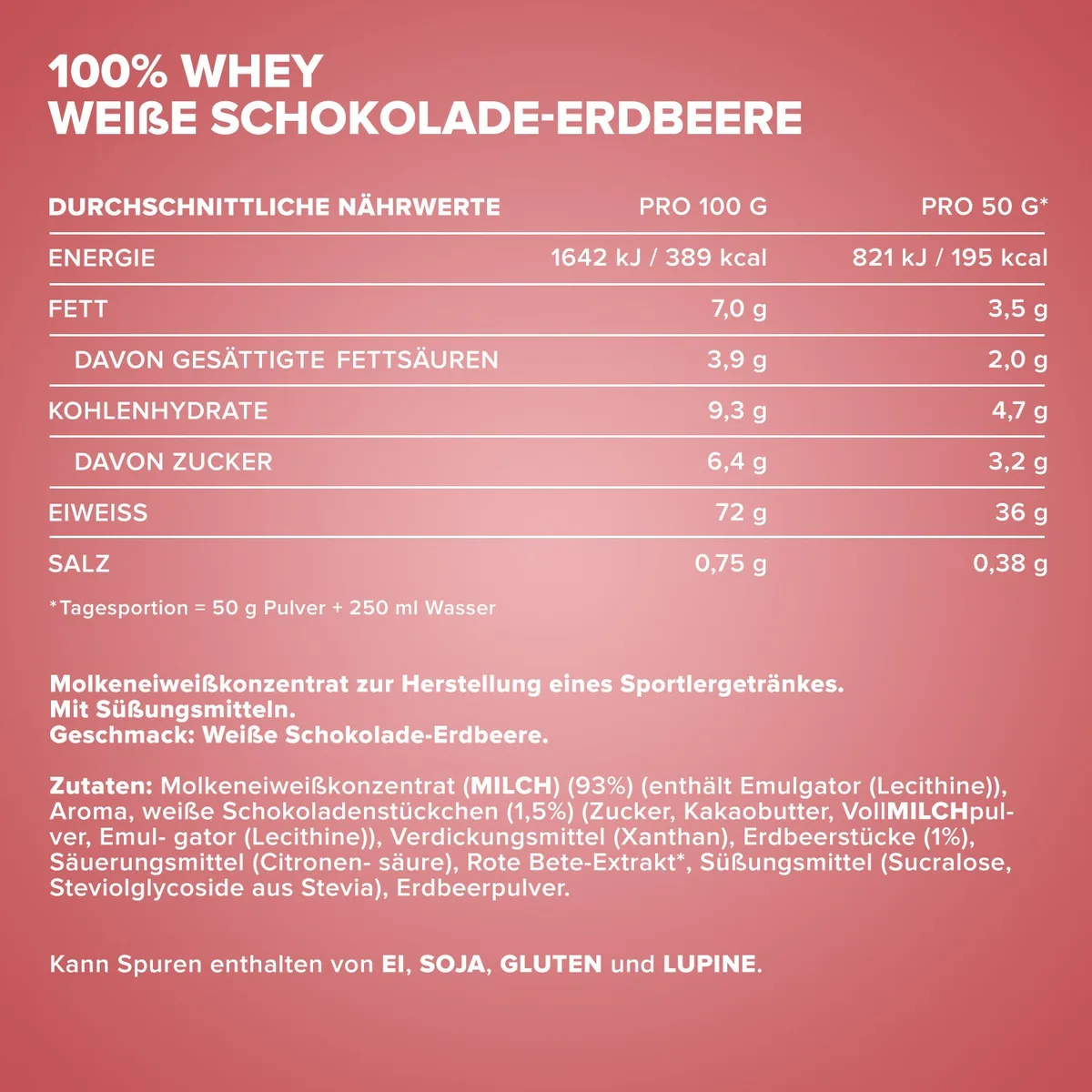 100% Whey Protein (500g) - Weiße Schokolade-Erdbeere – Bild 5