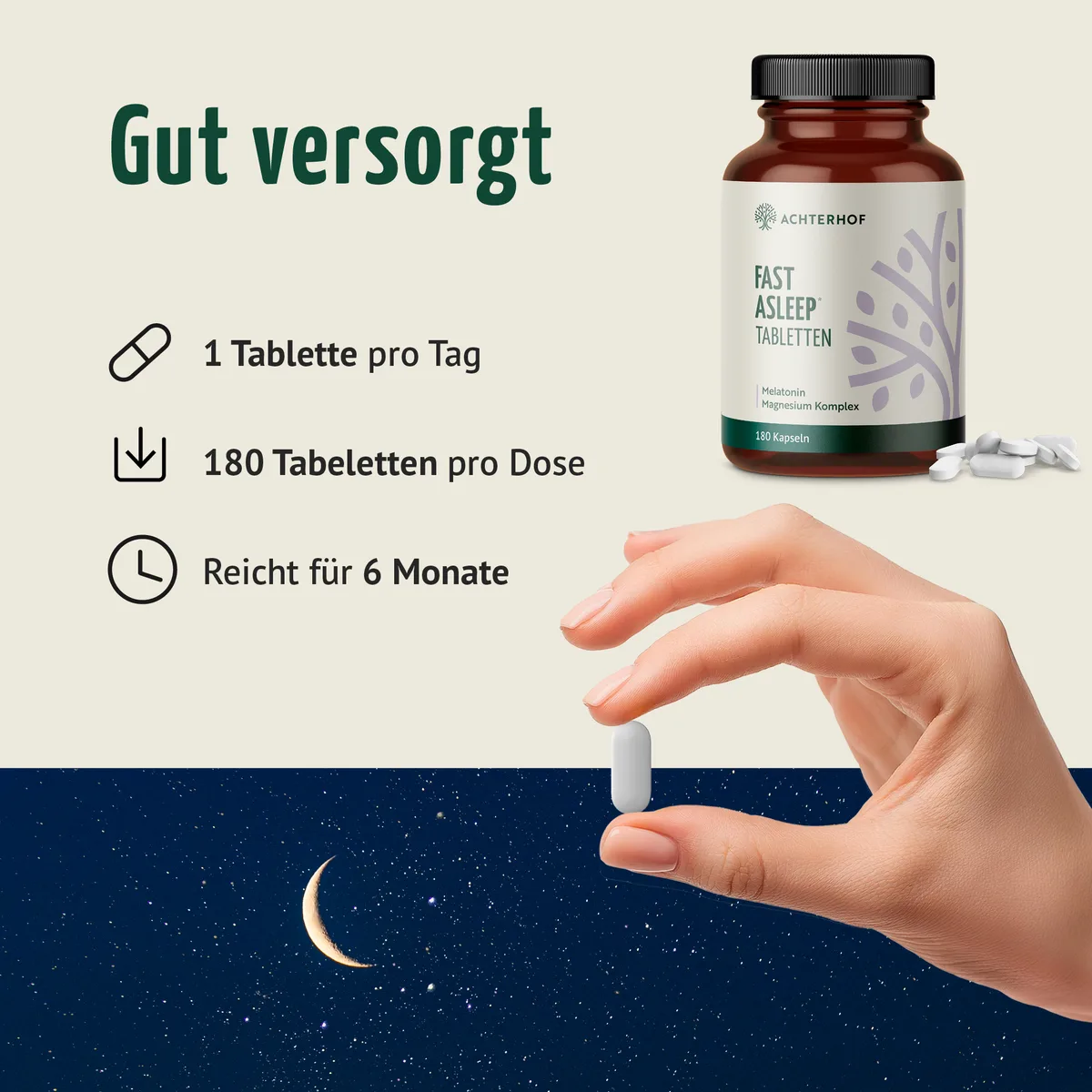 Melatonin Magnesium Komplex Fast Asleep (180 Tabletten) – Bild 5