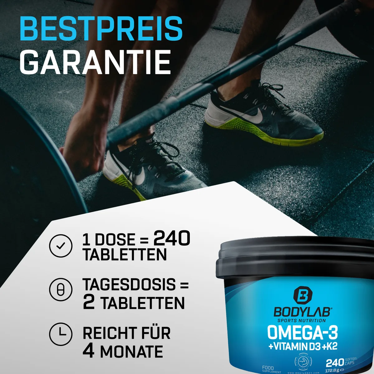 Omega 3 + D3 + K2 (Omega-3 Triglycerid + Vitamine) (240 Kapseln) – Bild 7